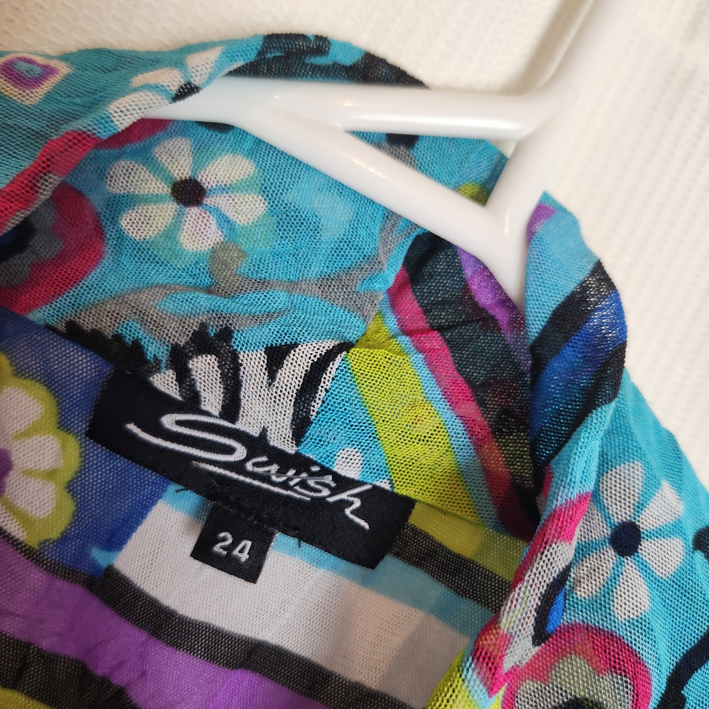 Swish Size 24 Patchwork Mesh Jacket Colourful Open Front Lightweight Plus Size