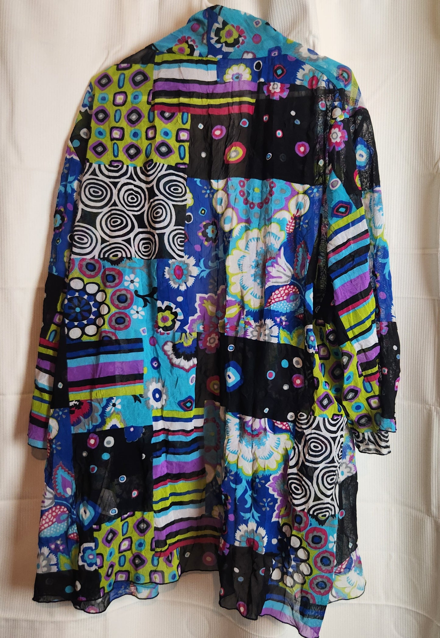 Swish Size 24 Patchwork Mesh Jacket Colourful Open Front Lightweight Plus Size