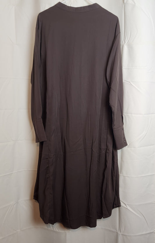 BNWT Paqoda Muyu Dress Slate Size 2 | 100% TENCEL Midi Shirt Dress