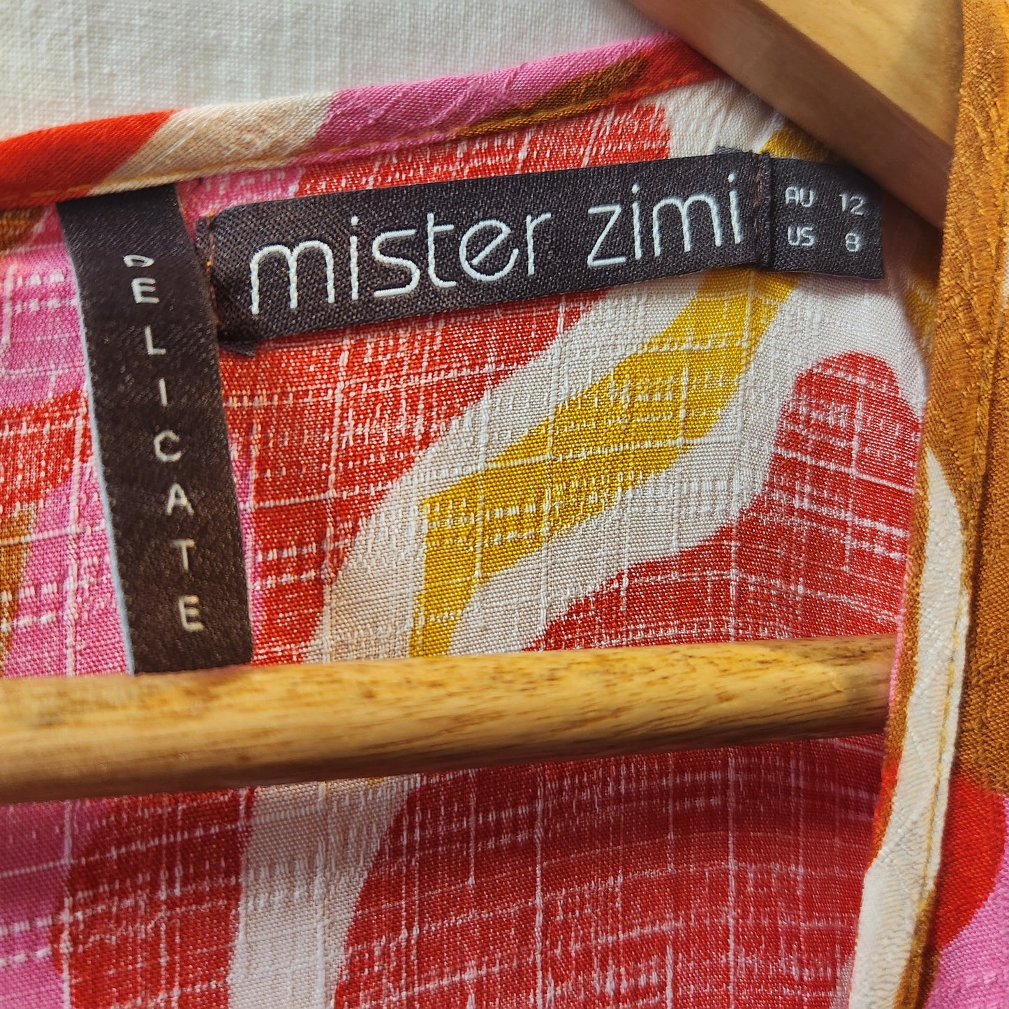 Mister Zimi Floral Wrap Style Midi Dress Pink Red Mustard | AU 12