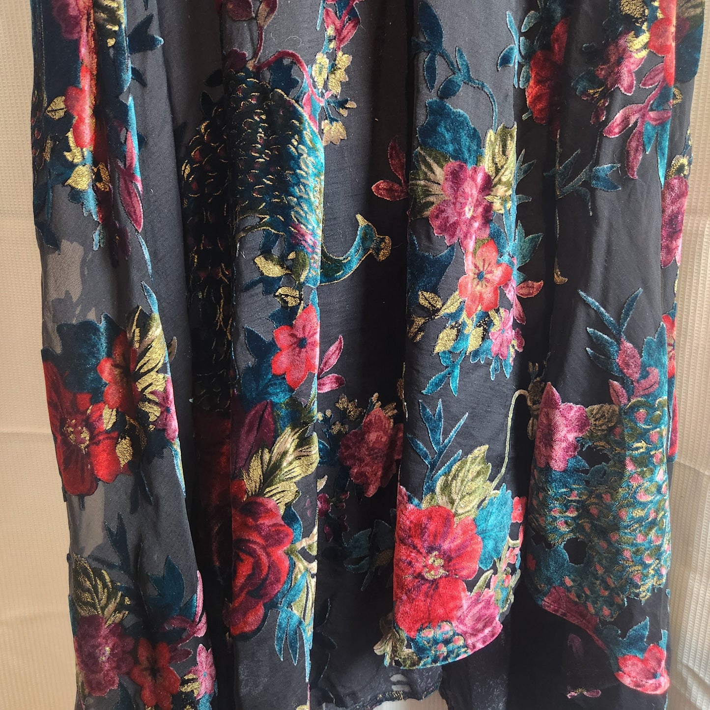 Monsoon Black Velvet Floral Burnout High-Low Dress | UK 16
