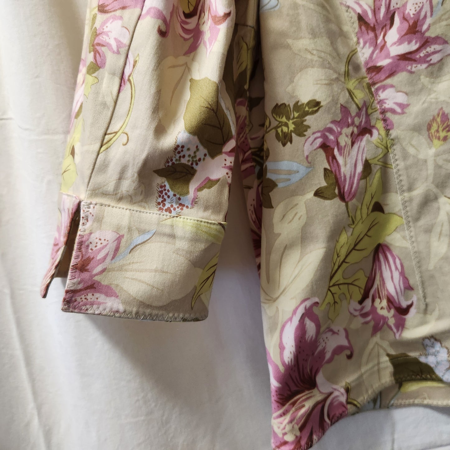 Wombat Floral 3/4 Sleeve Jacket Women's Size L NWT Beige Pink Botanical Smart Casual