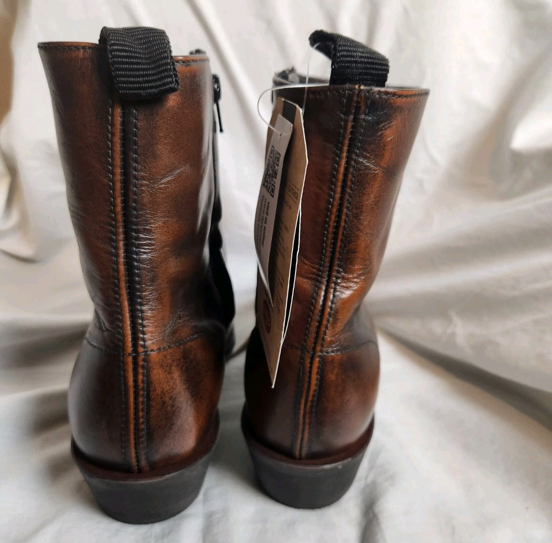 Laredo Men's Leather Western Ankle Boots Tan Brown Side Zip US 9D BNIB