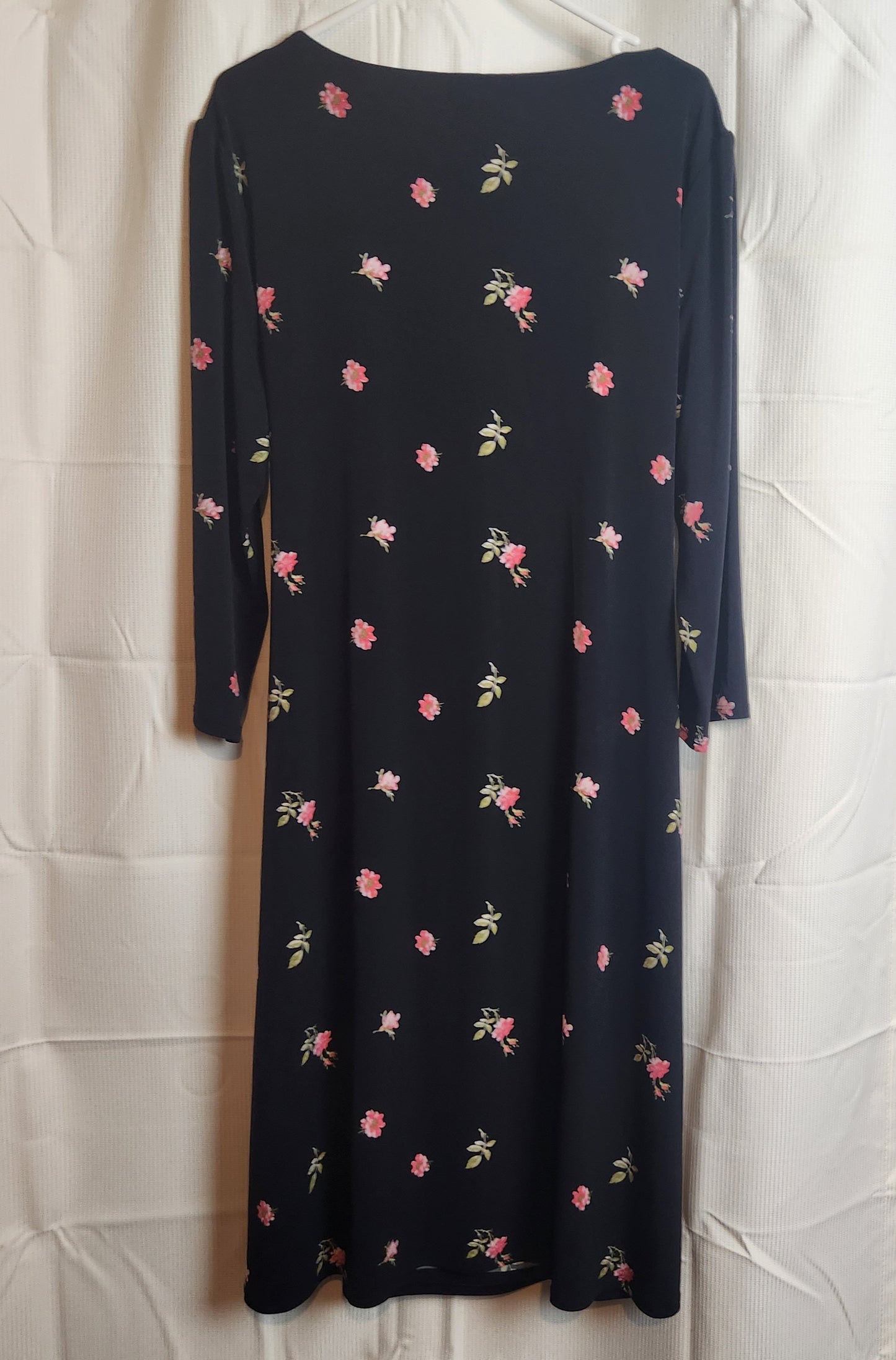 Laura Ashley Black Floral Ruched Wrap Midi Dress | UK 16