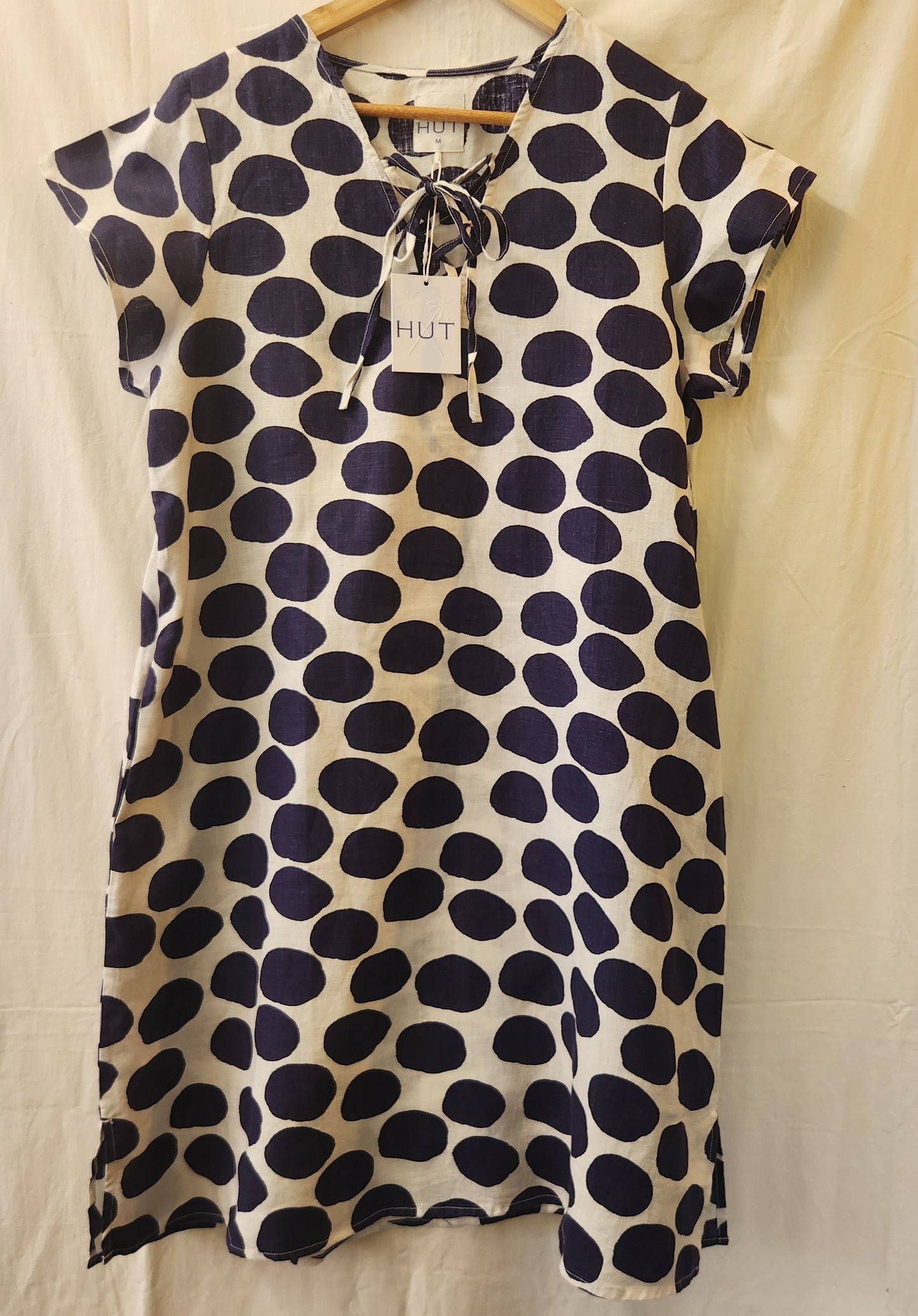 HUT Noosa 100% Linen Polka Dot Dress BNWT | Size M | Coastal Australian St