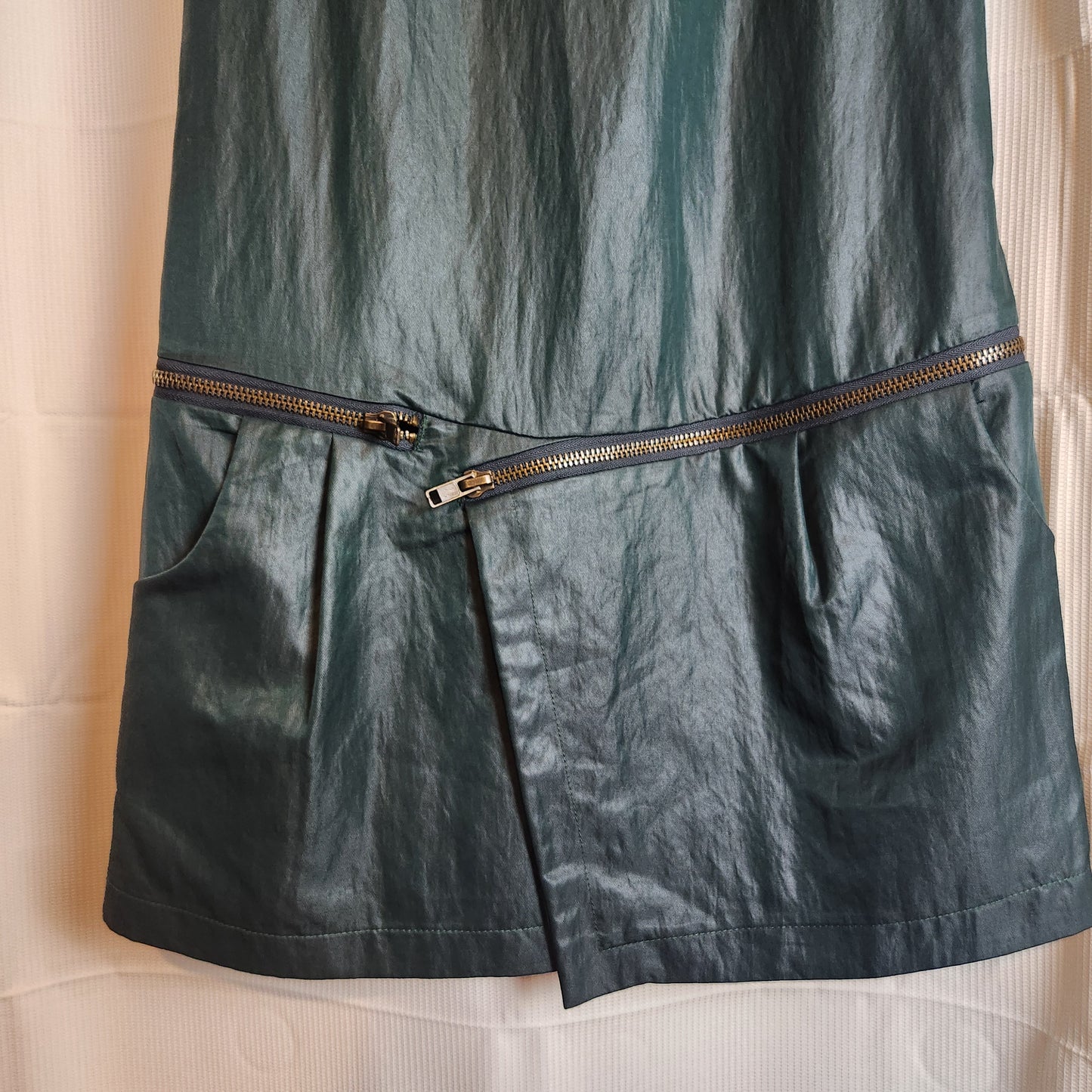 E.Style Sleeveless Faux Leather Look Zip Pocket Dress | Dark Teal | Size 22