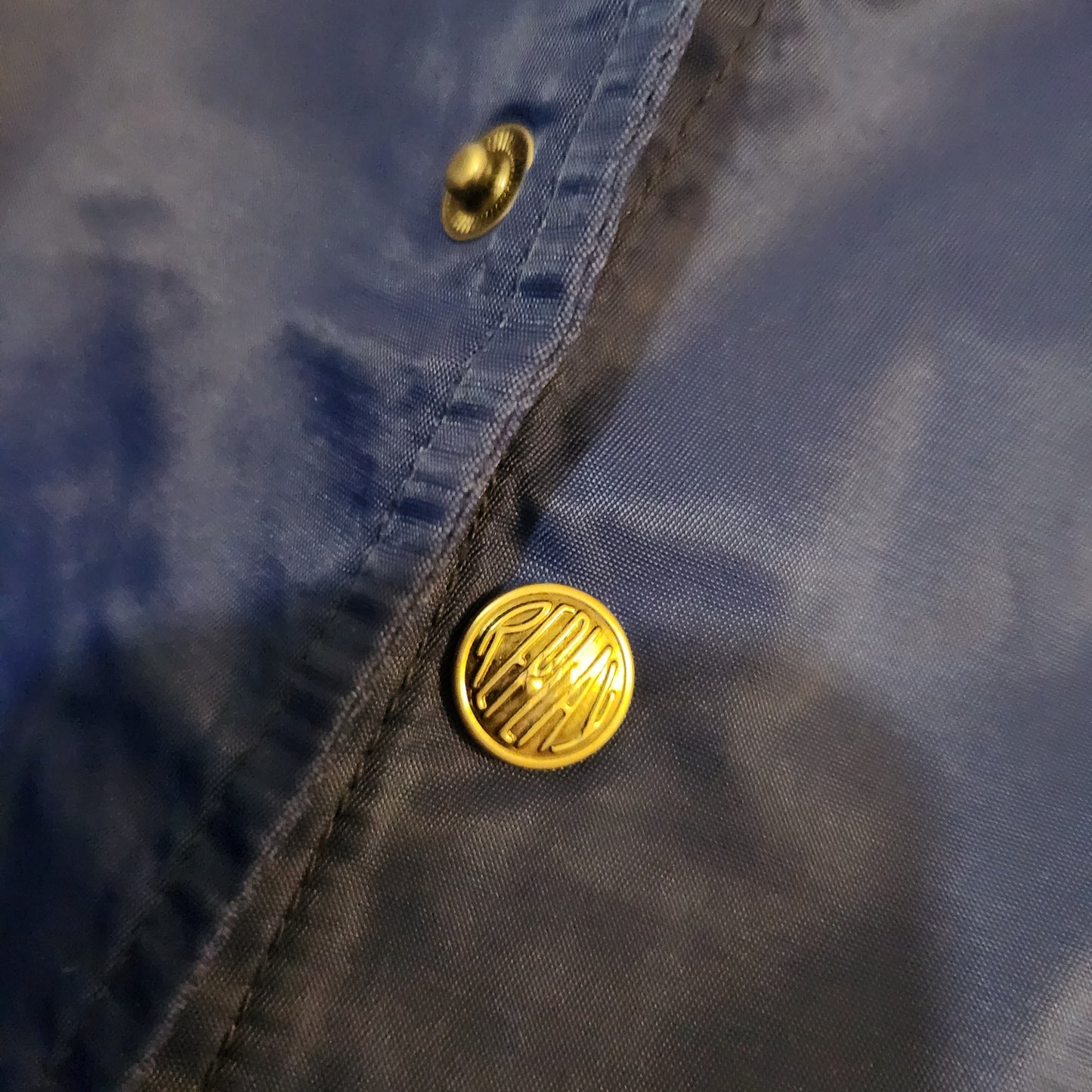 Replay Blue Jeans Inc Coach Jacket Blue Embroidered Logo Snap Front Size M Vintage Style