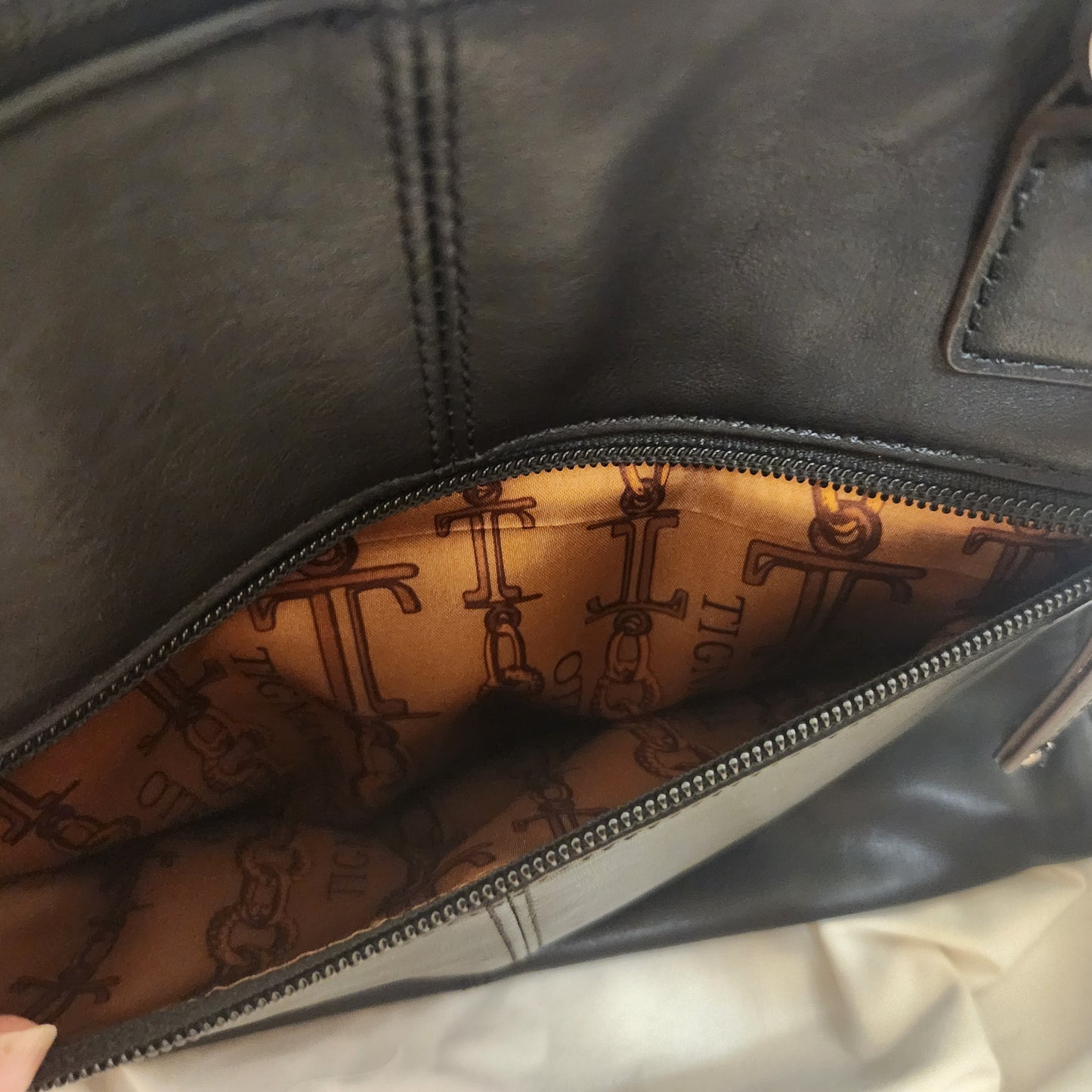 Tignanello Black Shoulder Handbag | Multi-Compartment Tote | Excellent Condition