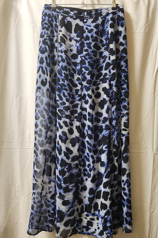 T by Bettina Liano Blue Abstract Animal Print Zip Detail Skirt Size 10
