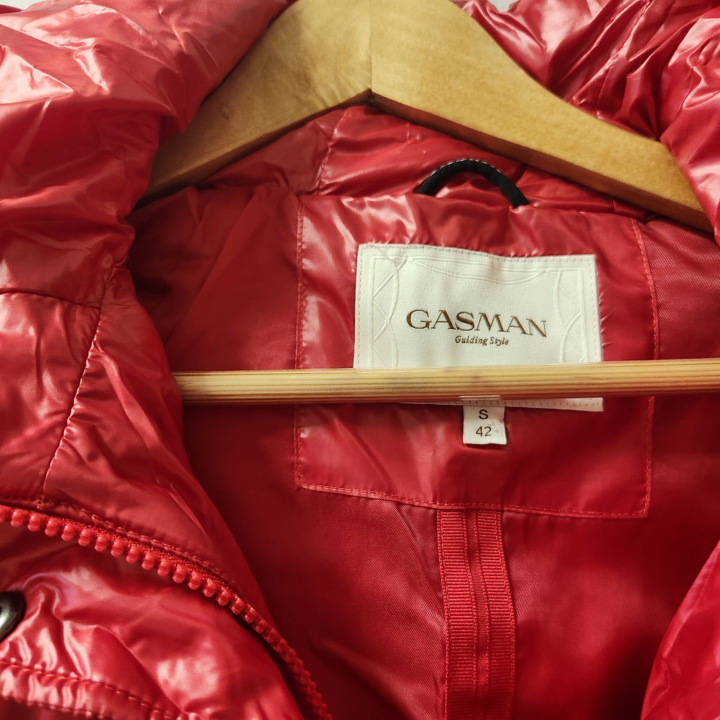 Gasman Women's Red Lightweight Quilted Puffer Jacket Hooded Size Small