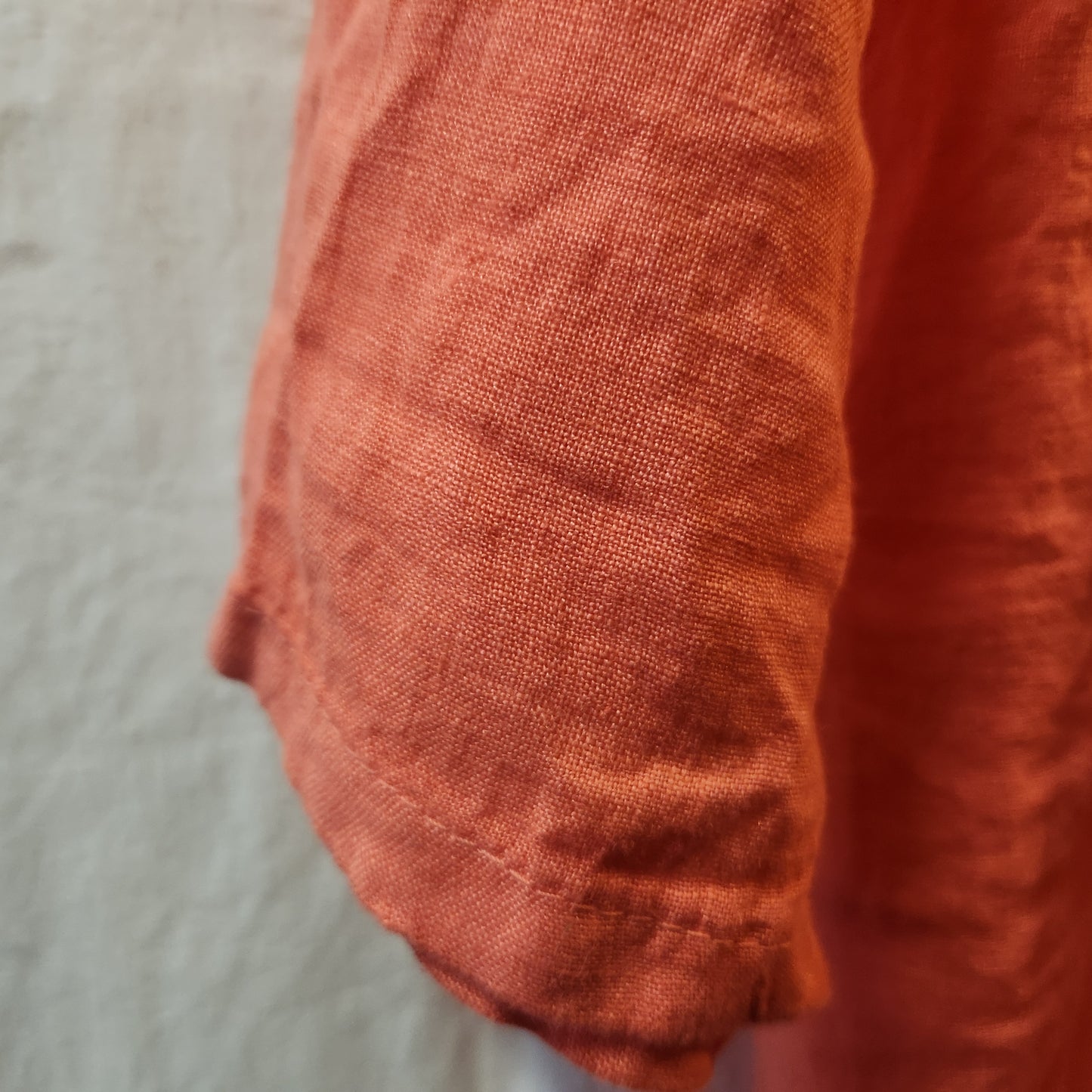 La Strada Fernanda 100% Linen Blouse Coral Size XL Made in Italy NWT