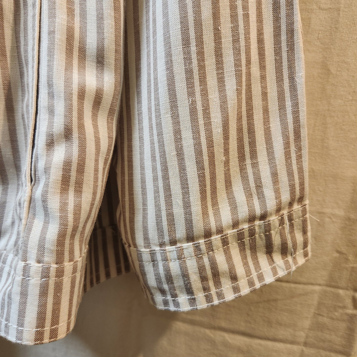 Autograph Linen Blend Stripe Utility Jacket Size 18 Taupe White Lightweight Women's