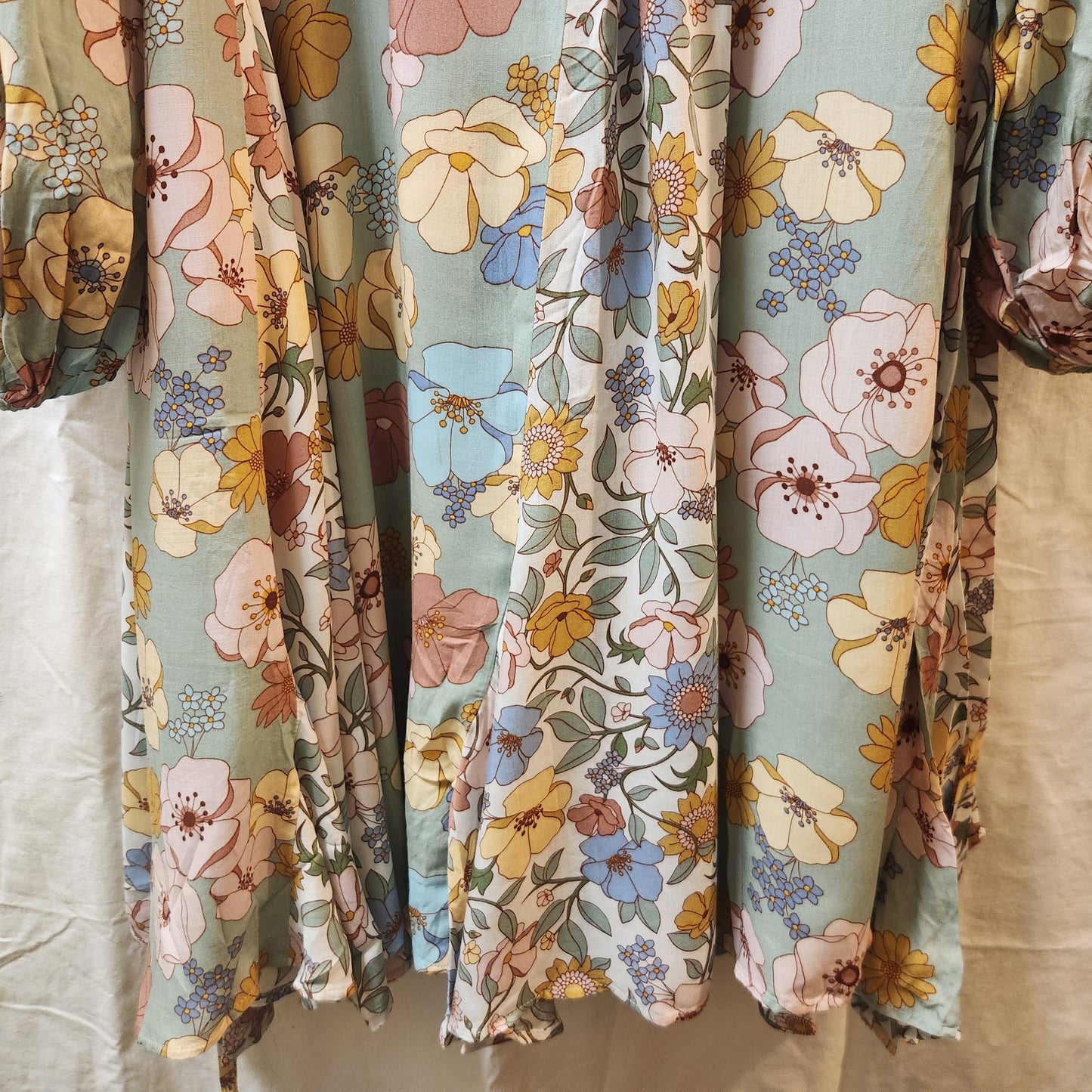 Bohemian Traders Floral Balloon Sleeve Maxi Dress Size M/L NWT