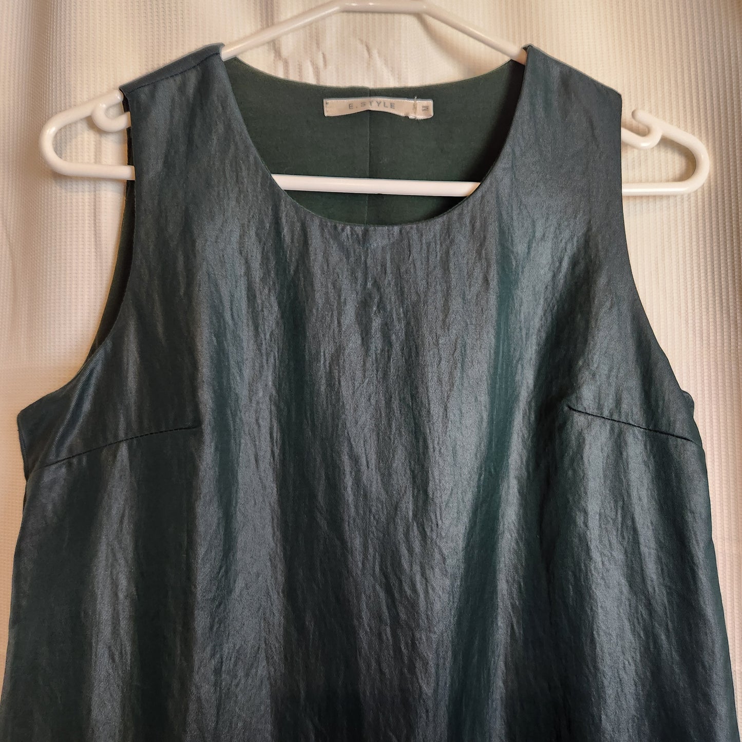 E.Style Sleeveless Faux Leather Look Zip Pocket Dress | Dark Teal | Size 22