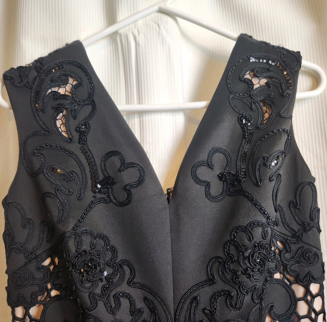 Phase 8 (Collection 8)Black Embellished Midi Dress Size 12 Cocktail Formal Evening Dress