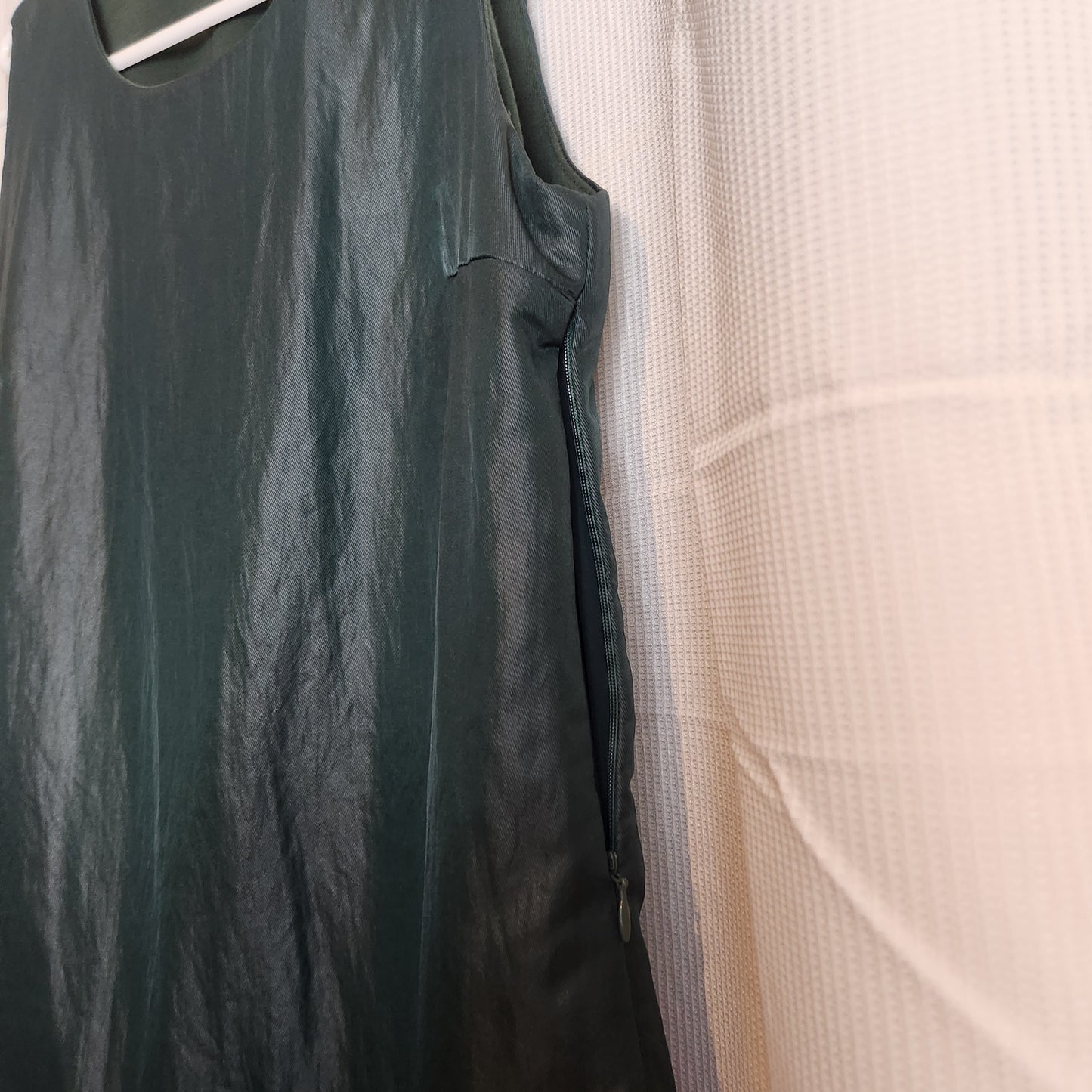 E.Style Sleeveless Faux Leather Look Zip Pocket Dress | Dark Teal | Size 22