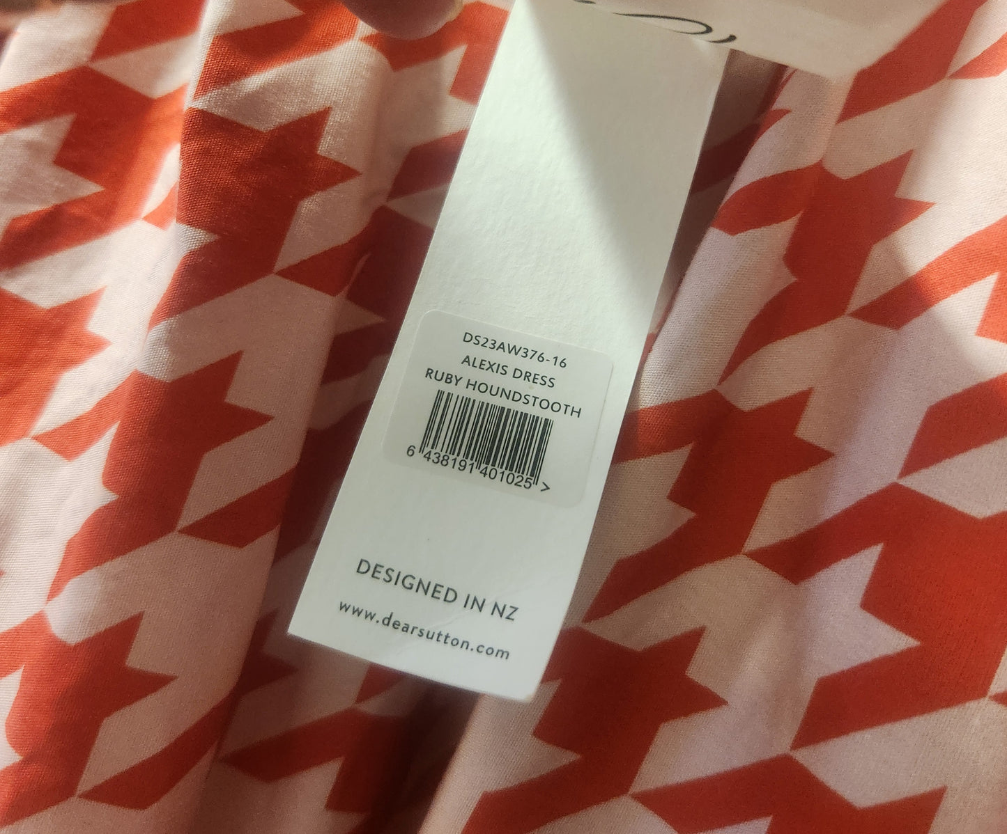 Dear Sutton Alexis Dress Ruby Houndstooth Size 16 BNWT