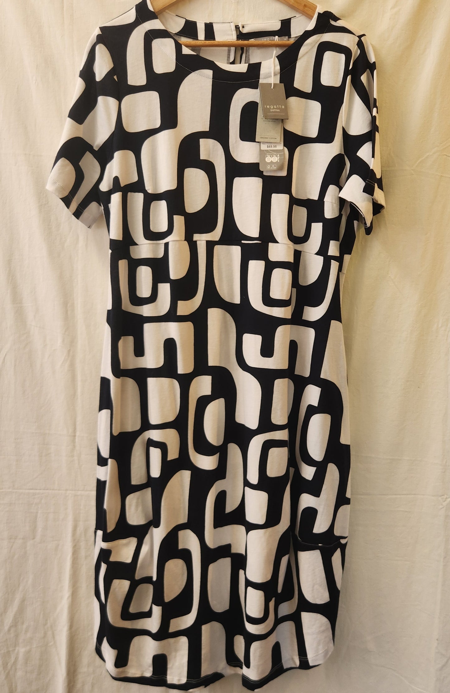 BNWT Regatta Petites Organic Cotton Geometric Print Midi Dress Size 14