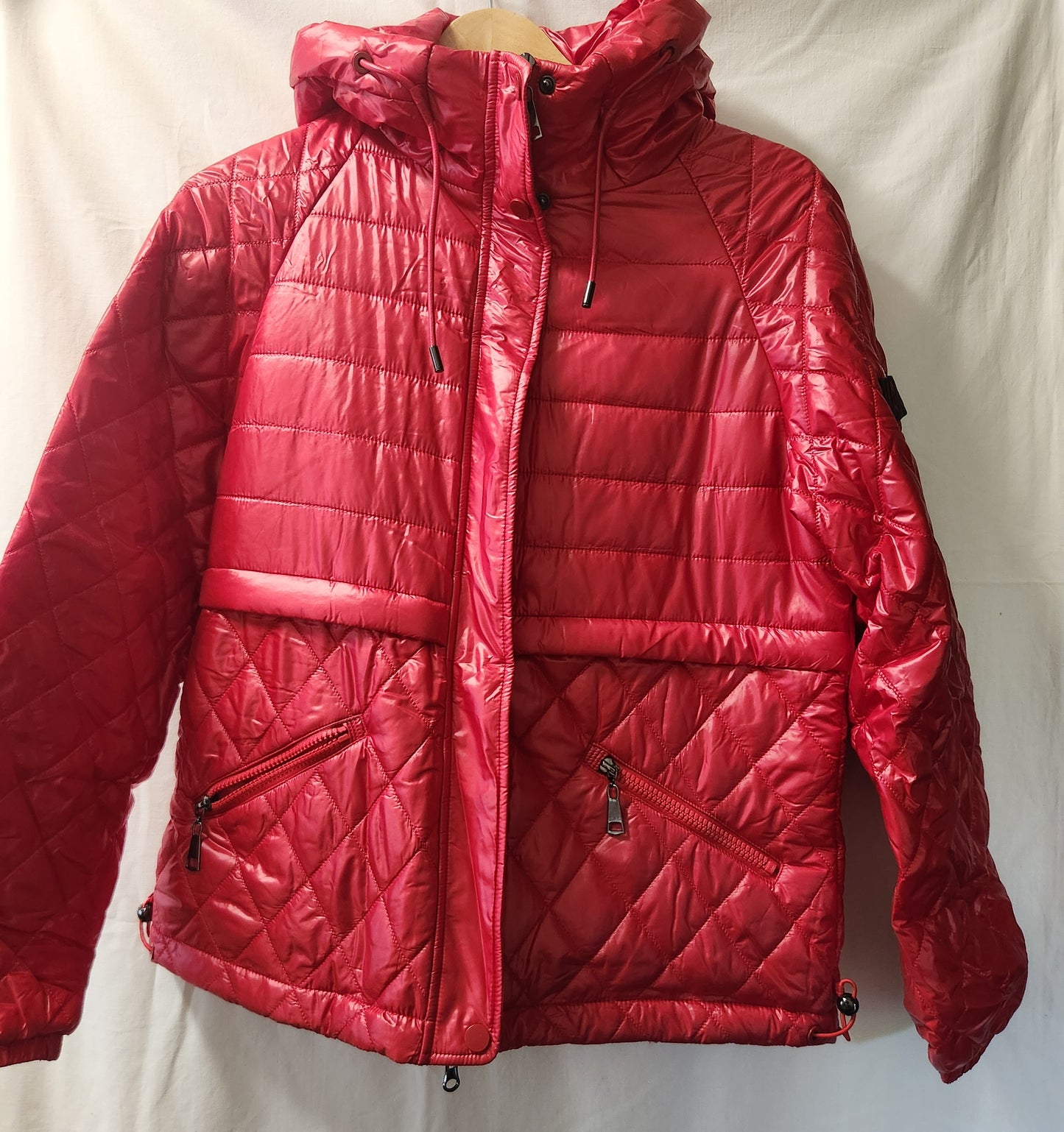 Gasman Women's Red Lightweight Quilted Puffer Jacket Hooded Size Small