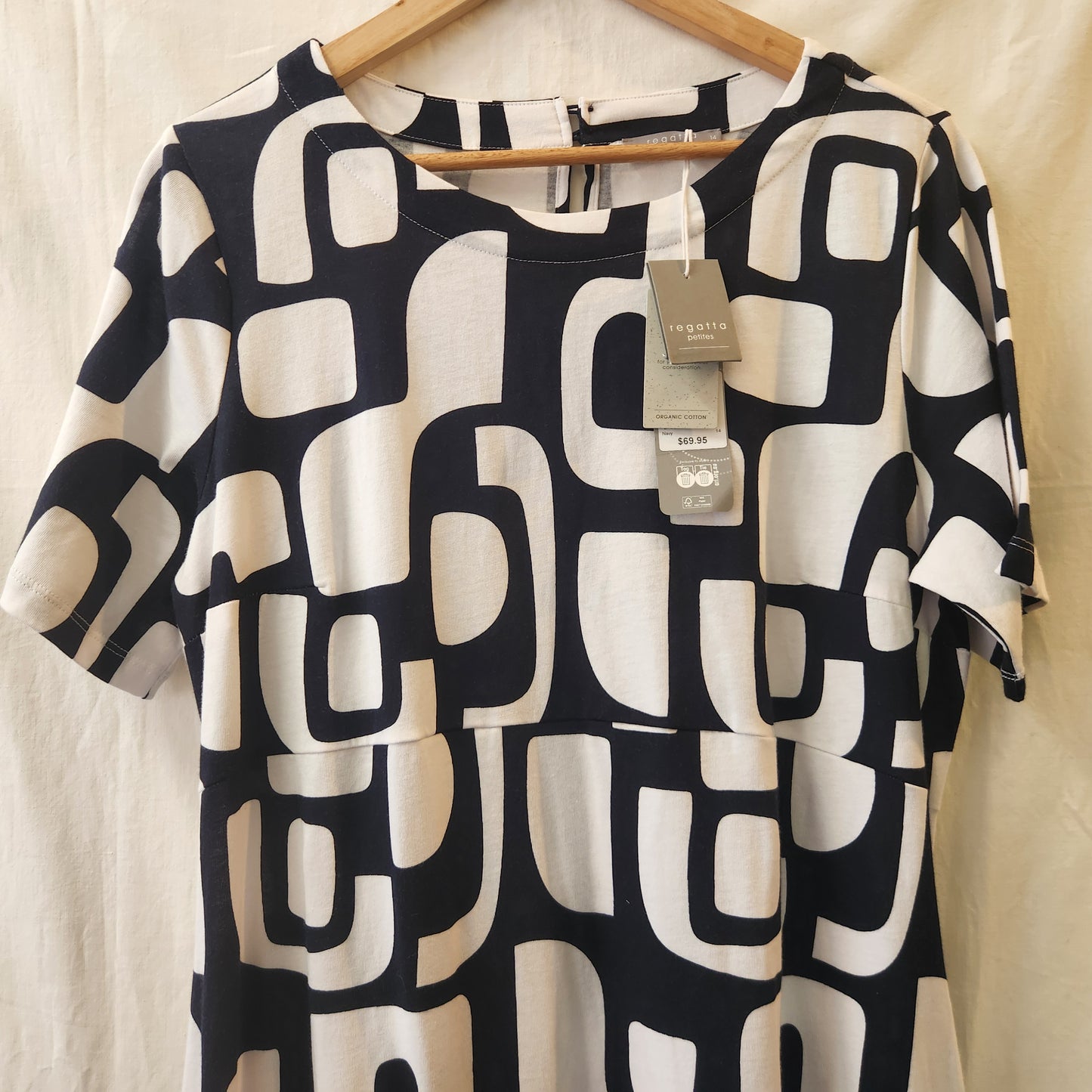 BNWT Regatta Petites Organic Cotton Geometric Print Midi Dress Size 14