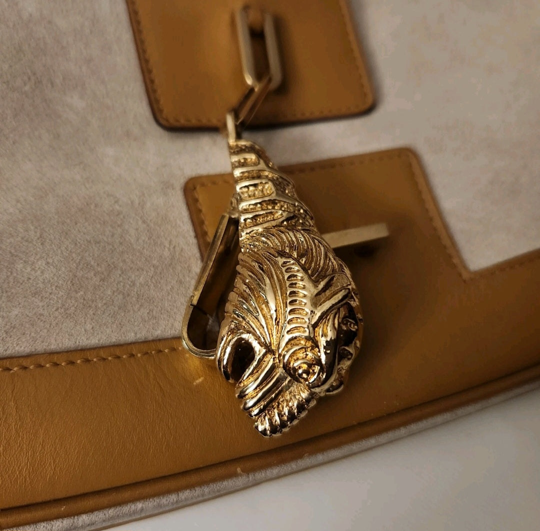 Authentic Gucci Tom Ford Tiger Charm Suede & Leather Shoulder Bag – Made in Italy