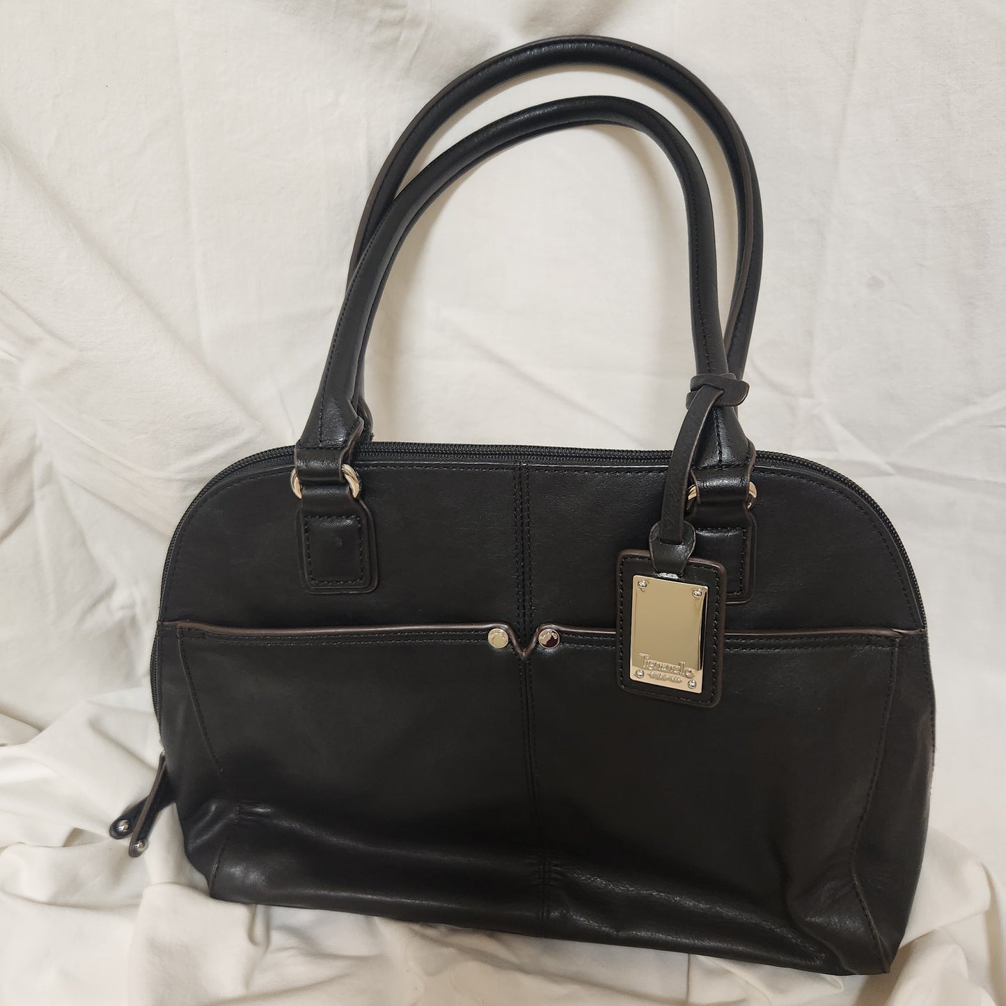 Tignanello Black Shoulder Handbag | Multi-Compartment Tote | Excellent Condition