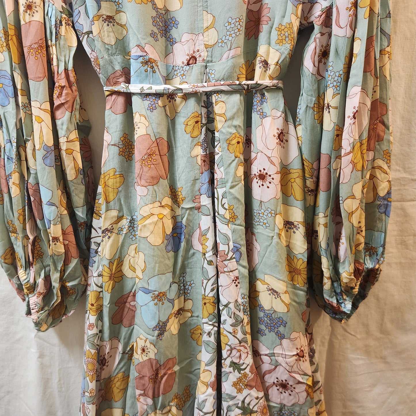 Bohemian Traders Floral Balloon Sleeve Maxi Dress Size M/L NWT