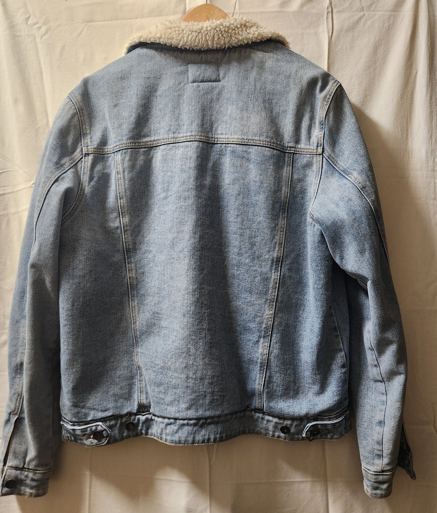 Cotton On 91 Borg Lined Denim Jacket Distressed Blue XL New With Tags