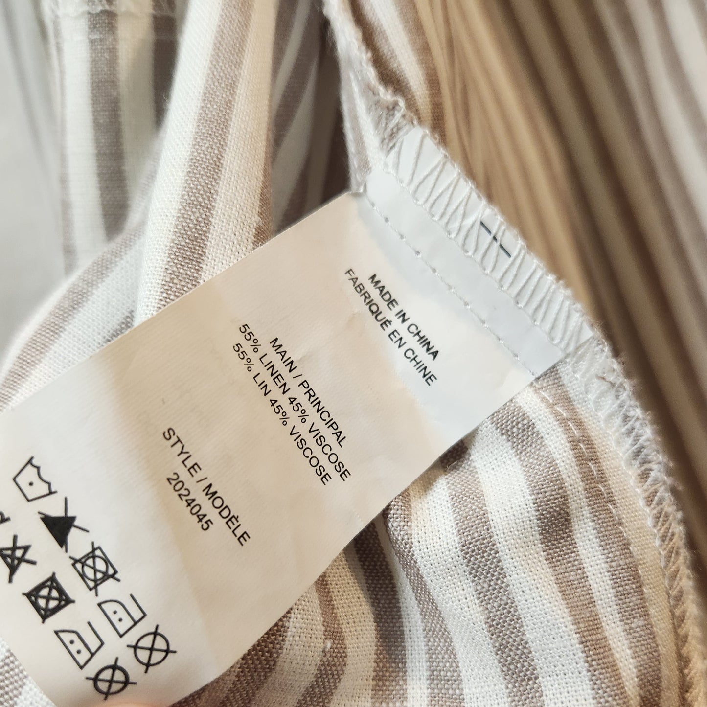 Autograph Linen Blend Stripe Utility Jacket Size 18 Taupe White Lightweight Women's