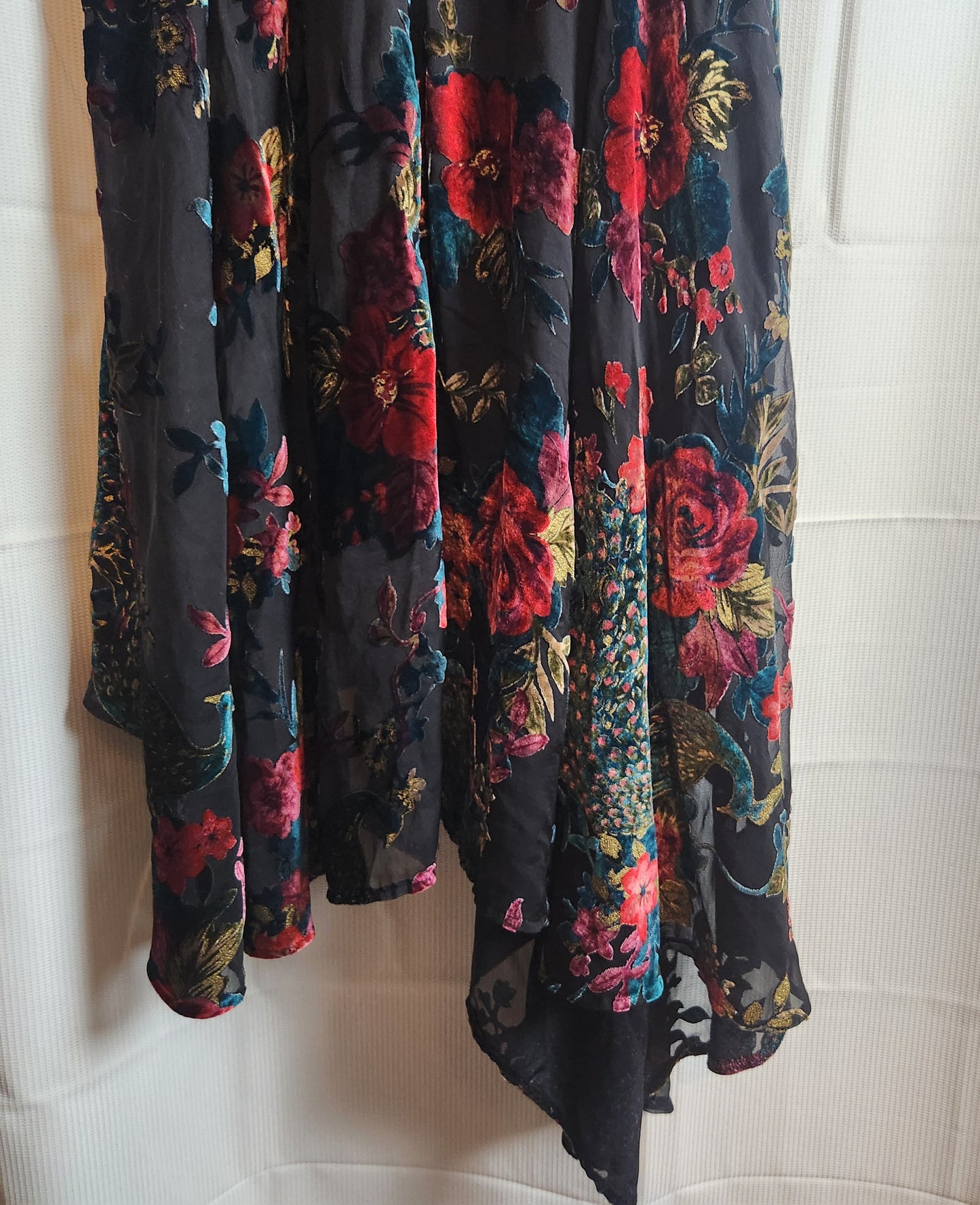 Monsoon Black Velvet Floral Burnout High-Low Dress | UK 16