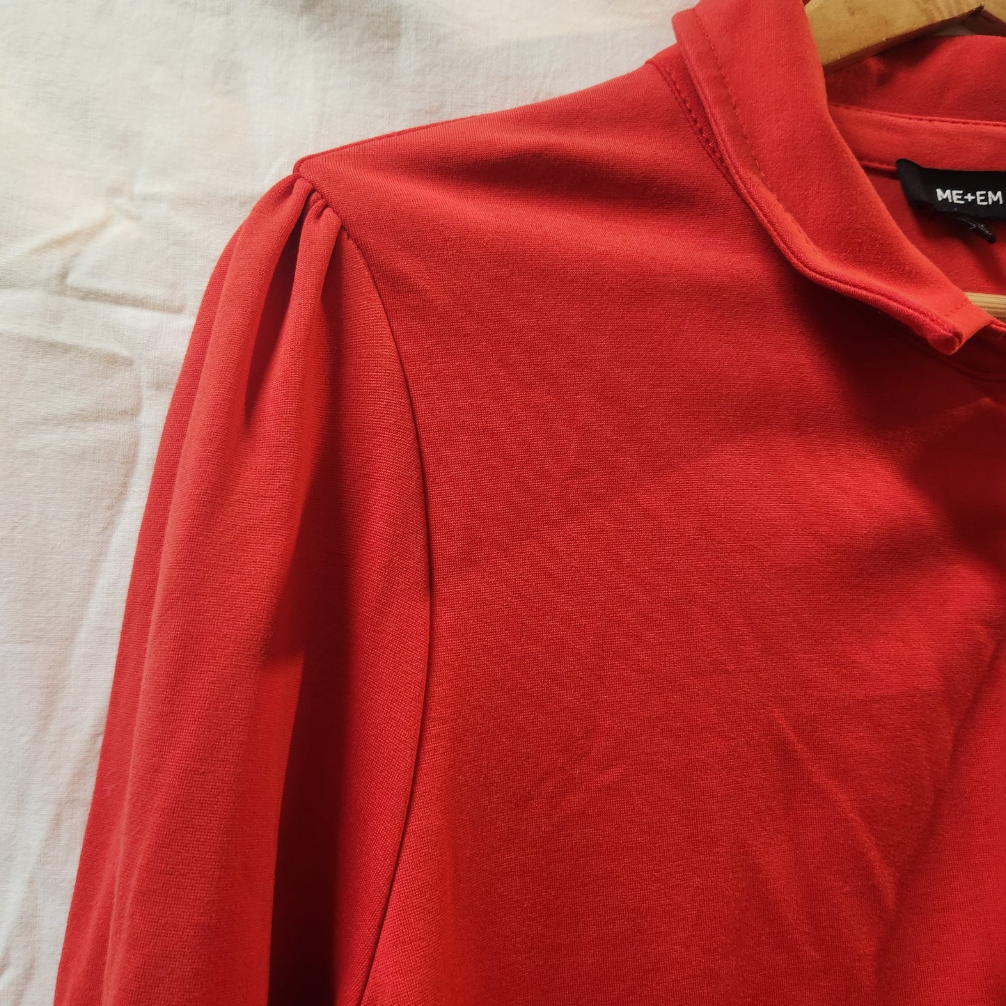 ME+EM Coral Red Zip Front Dress UK 16 Designer Puff Sleeve Pocket Dress