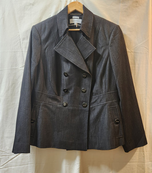 Calvin Klein Stretch Charcoal Double Breasted Blazer Women's Size 16W Tailored Jacket