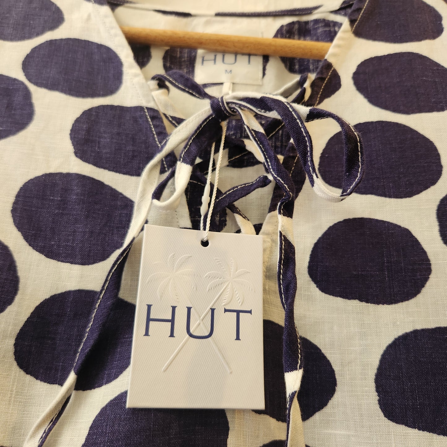 HUT Noosa 100% Linen Polka Dot Dress BNWT | Size M | Coastal Australian St