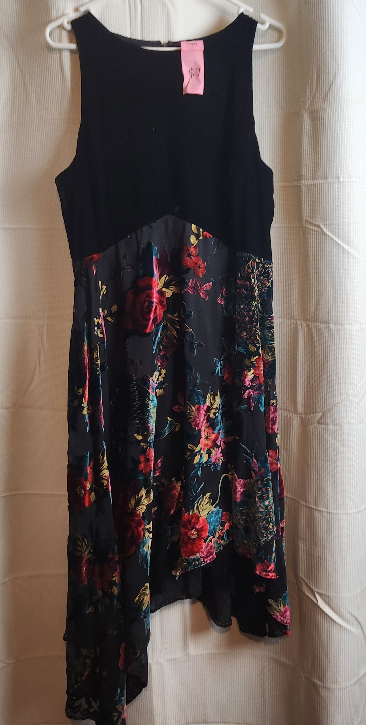 Monsoon Black Velvet Floral Burnout High-Low Dress | UK 16