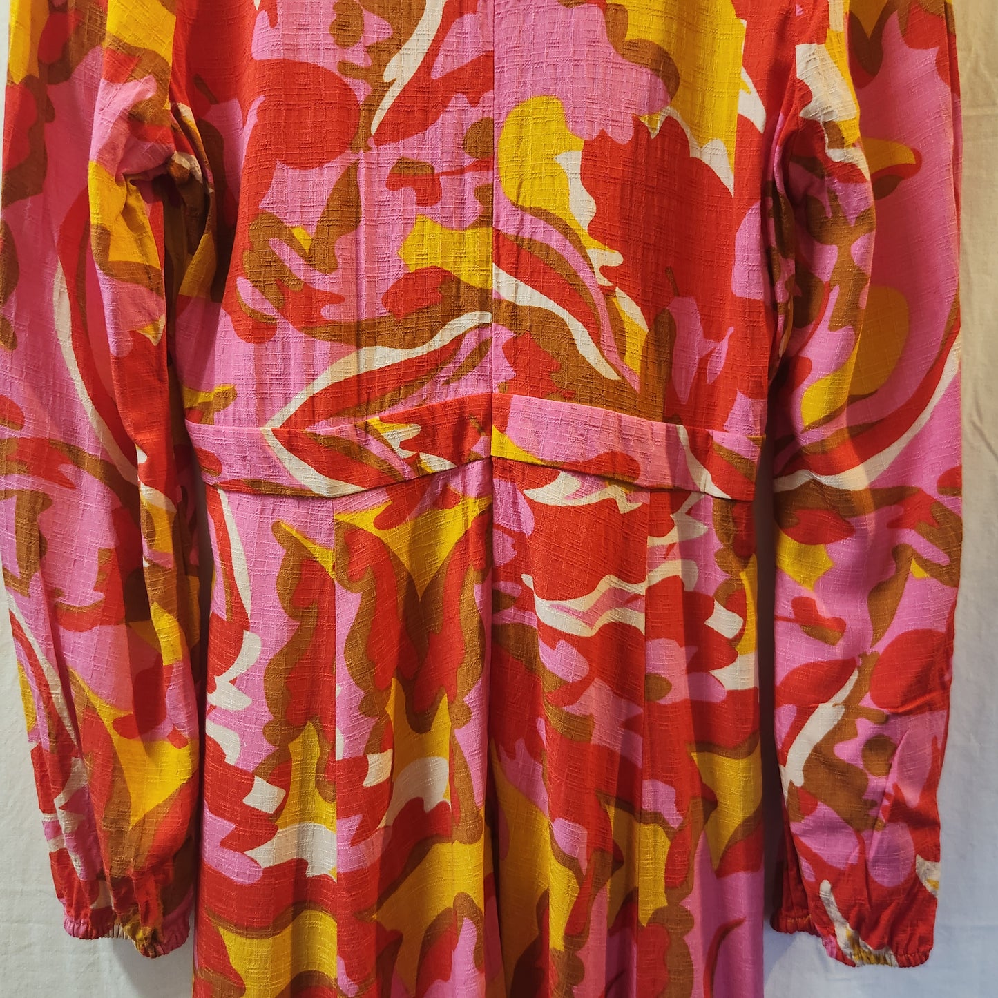 Mister Zimi Floral Wrap Style Midi Dress Pink Red Mustard | AU 12