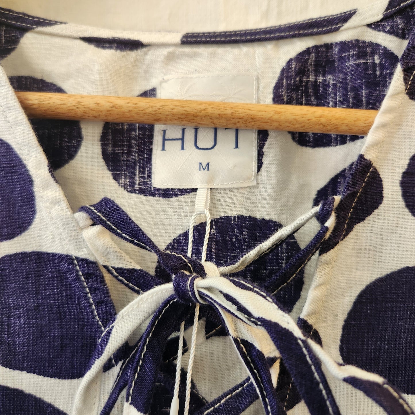 HUT Noosa 100% Linen Polka Dot Dress BNWT | Size M | Coastal Australian St