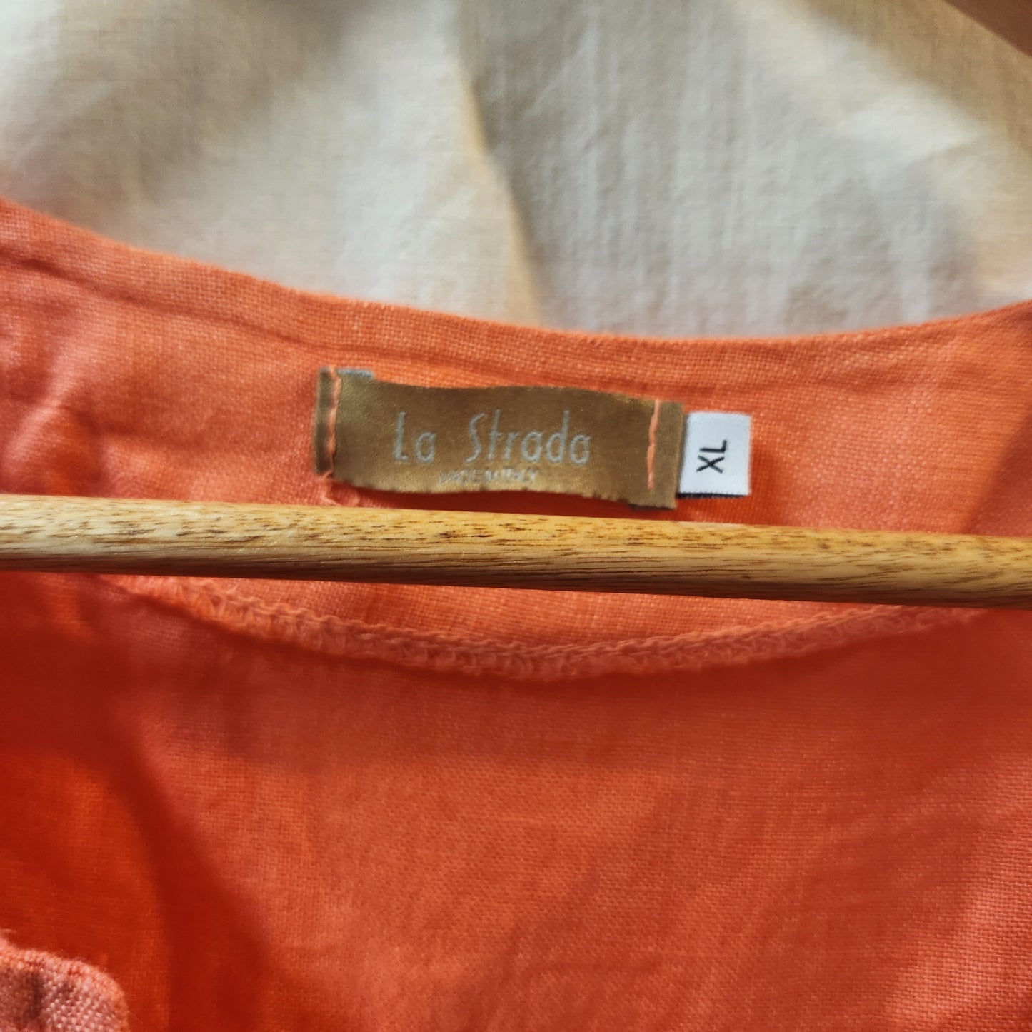 La Strada Fernanda 100% Linen Blouse Coral Size XL Made in Italy NWT
