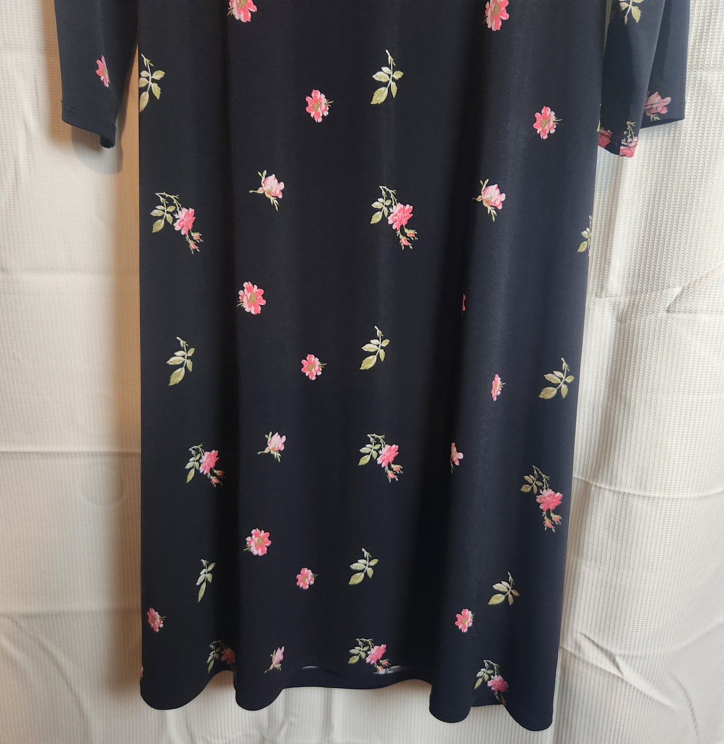 Laura Ashley Black Floral Ruched Wrap Midi Dress | UK 16