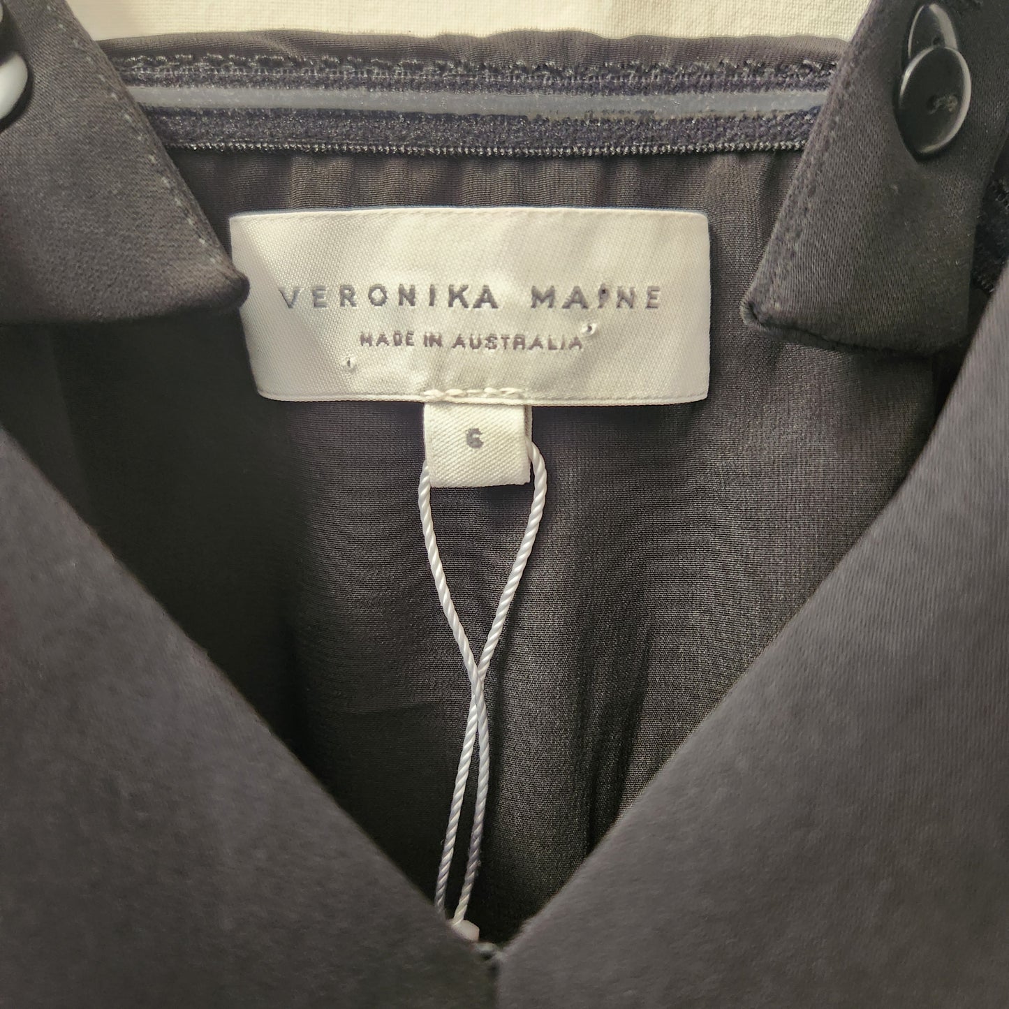 Veronika Maine Black Mesh Detail Dress | Made in Australia | Size 6