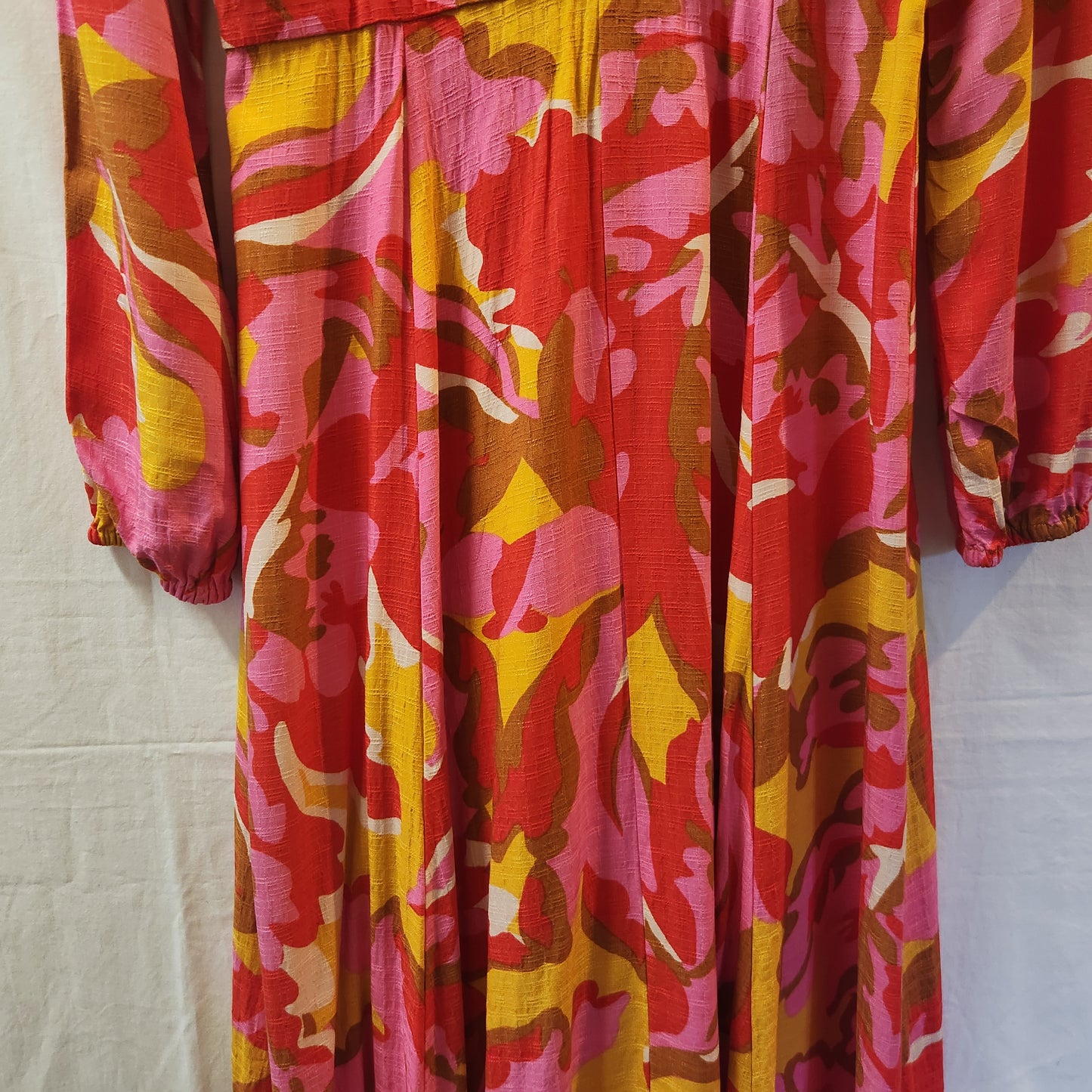 Mister Zimi Floral Wrap Style Midi Dress Pink Red Mustard | AU 12