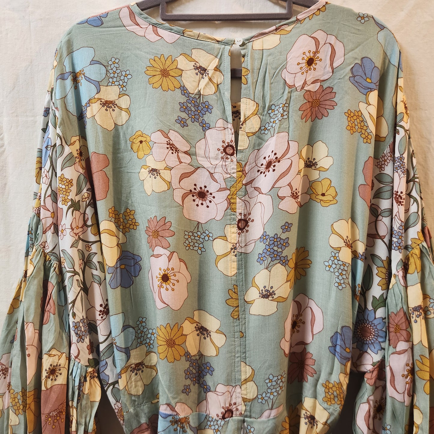Bohemian Traders Floral Balloon Sleeve Maxi Dress Size M/L NWT