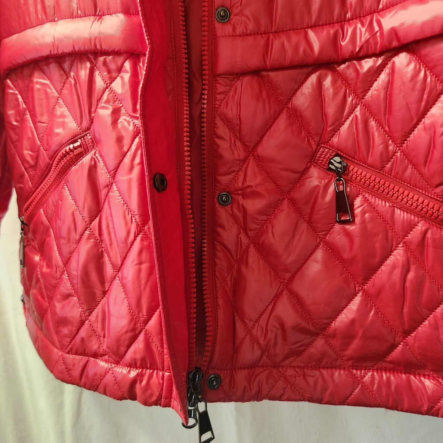 Gasman Women's Red Lightweight Quilted Puffer Jacket Hooded Size Small