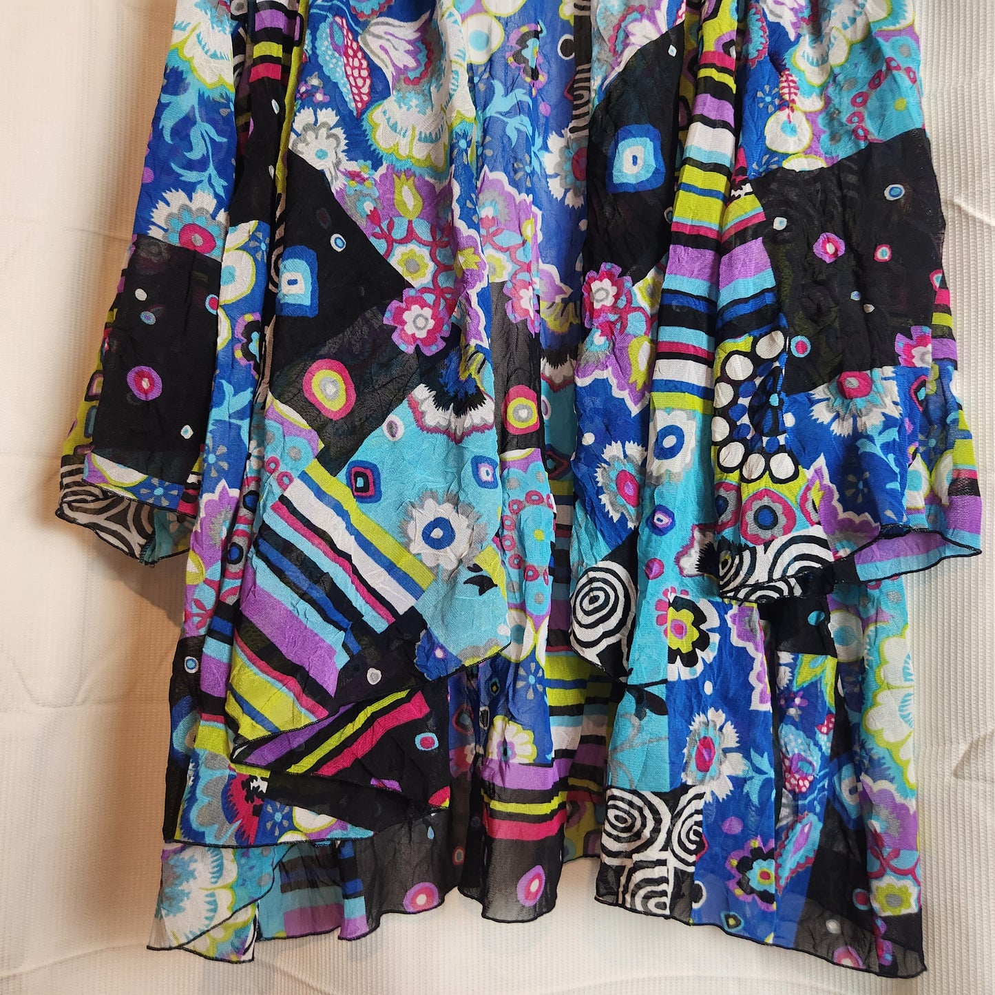Swish Size 24 Patchwork Mesh Jacket Colourful Open Front Lightweight Plus Size