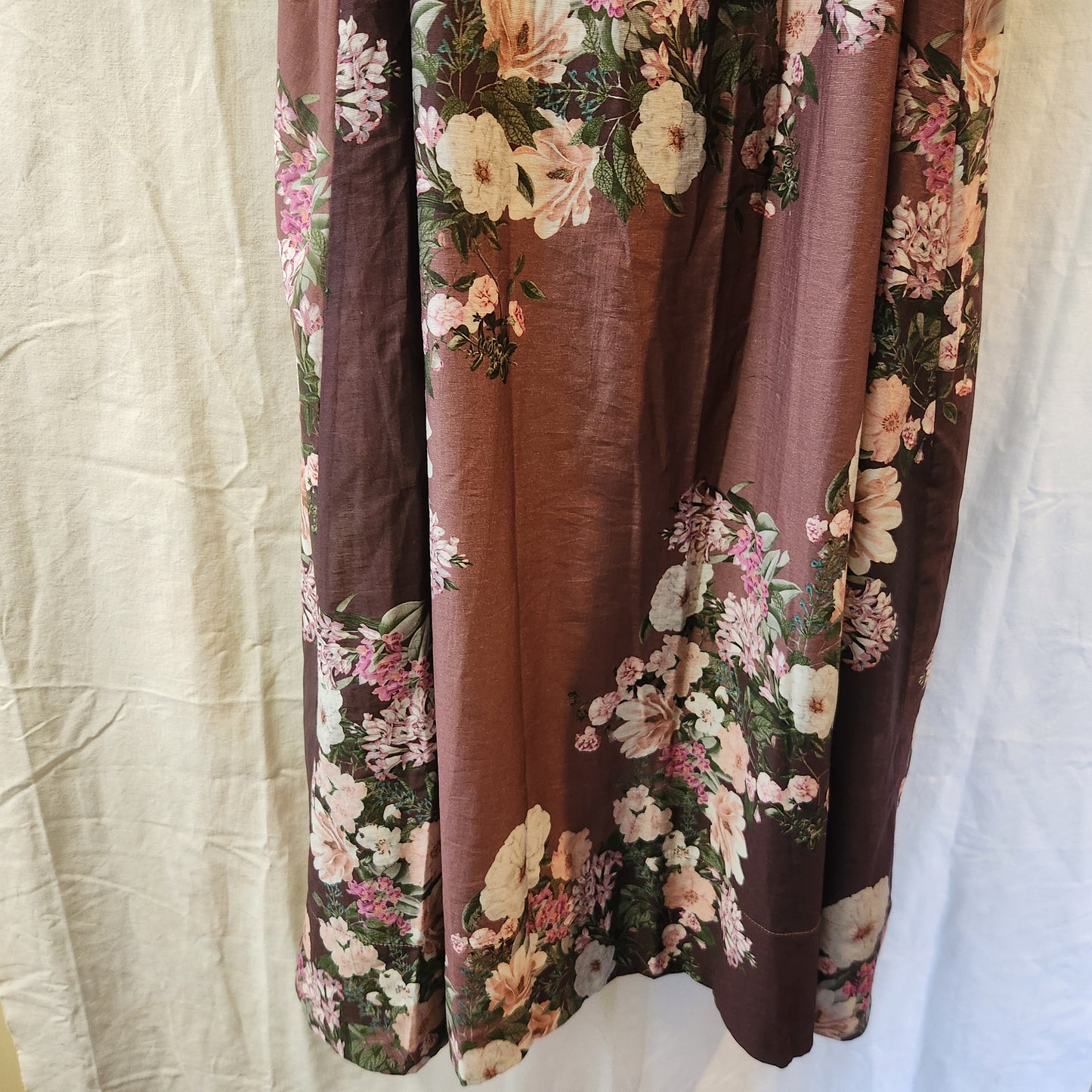 Portmans Floral Maxi Dress | Mauve Button Front Belted | Size 18