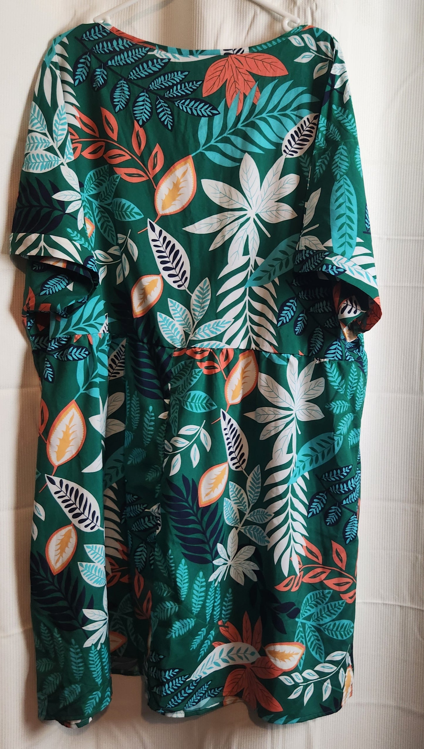 Emery Rose Tropical Leaf Print V-Neck Shift Dress | 4XL | BNWT