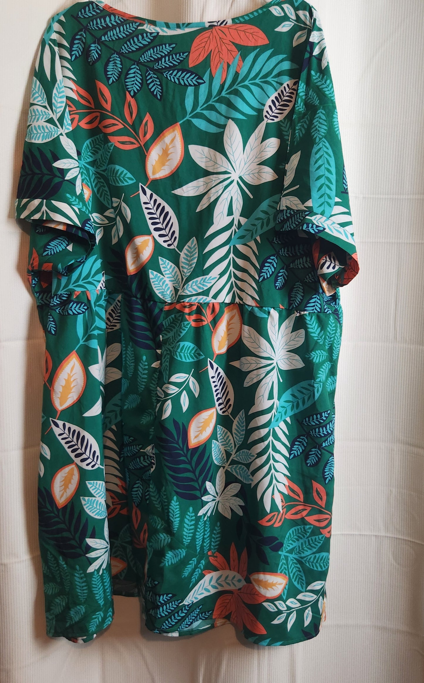 Emery Rose Tropical Leaf Print V-Neck Shift Dress | 4XL | BNWT