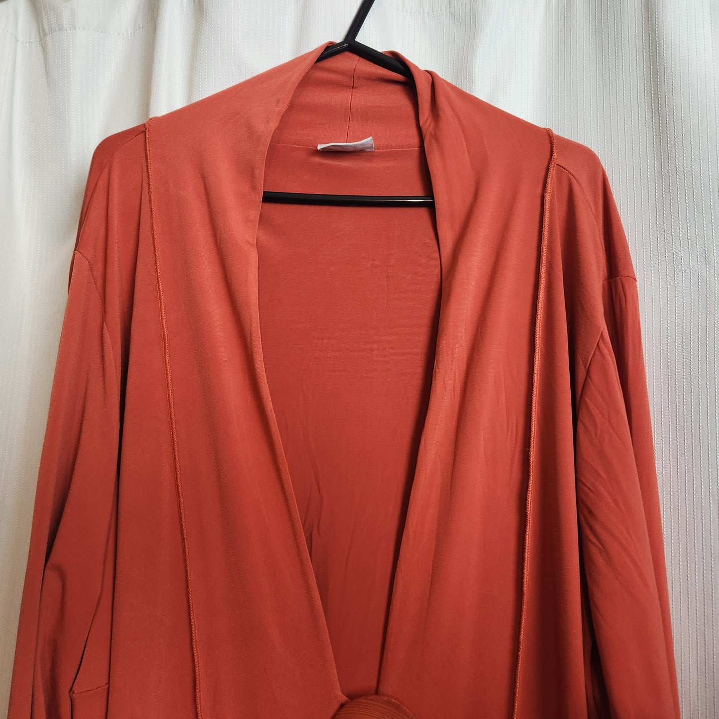 Taking Shape Rust Waterfall Cardigan Jacket Size M Asymmetrical Hem Statement Button