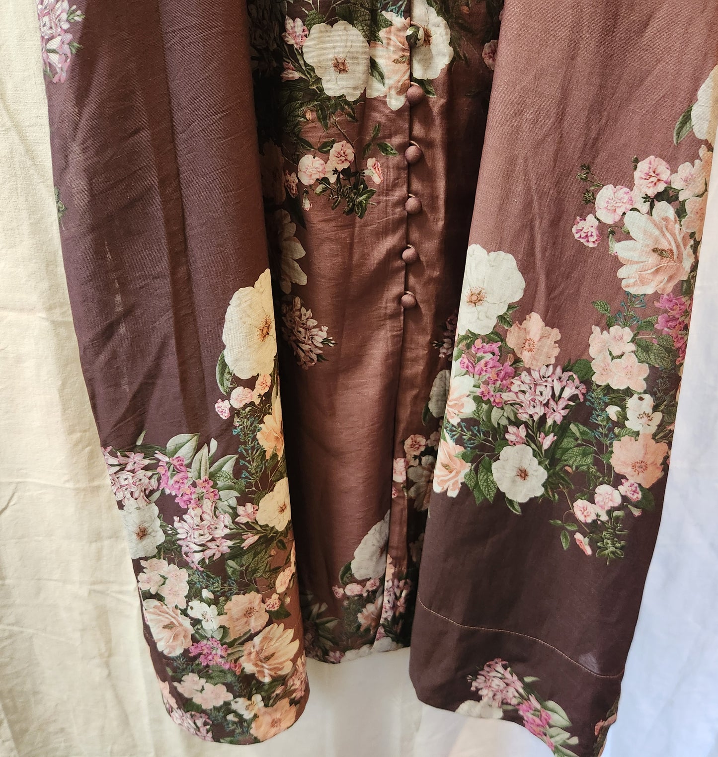 Portmans Floral Maxi Dress | Mauve Button Front Belted | Size 18