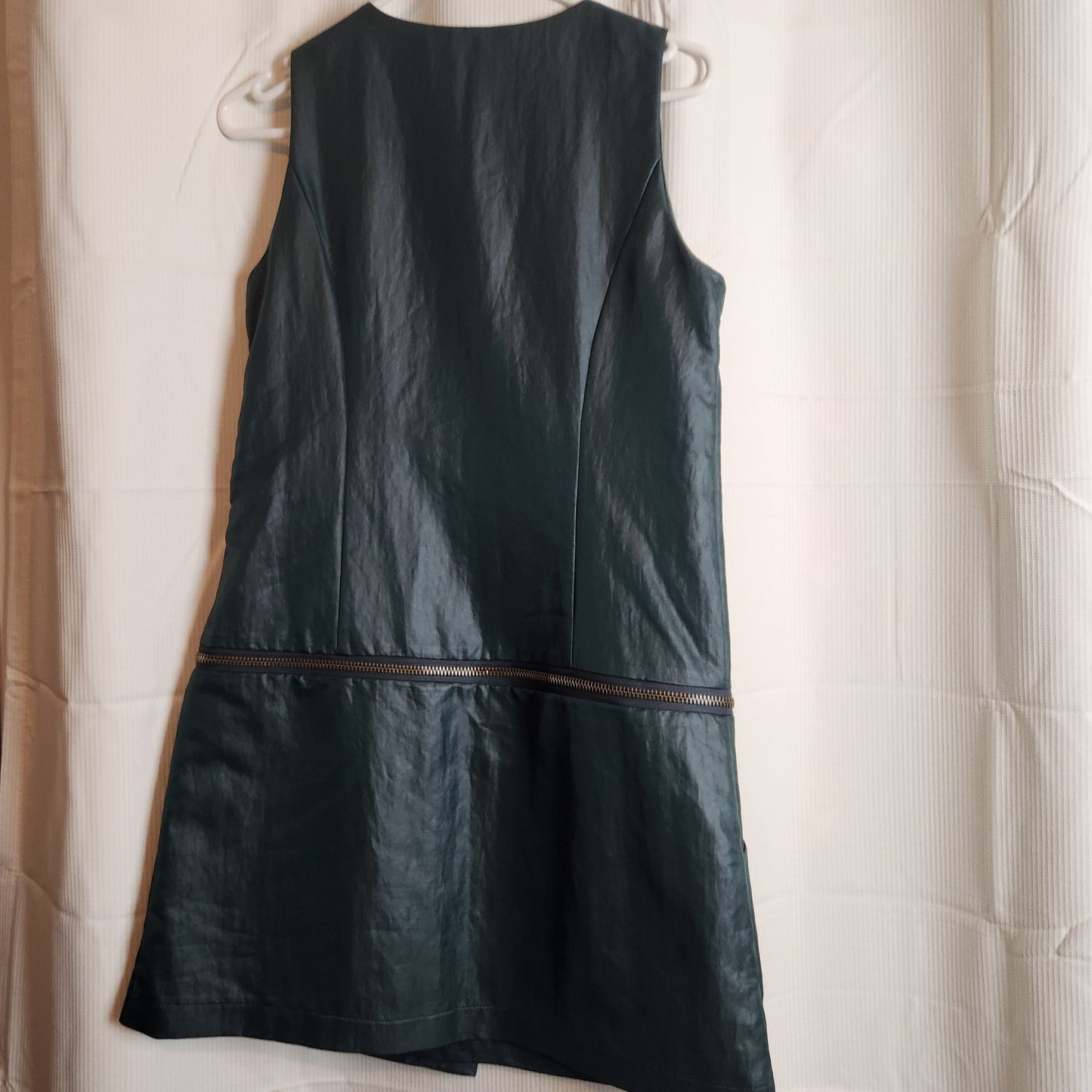 E.Style Sleeveless Faux Leather Look Zip Pocket Dress | Dark Teal | Size 22