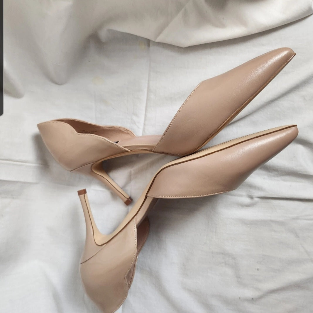 Nine West Nude Pointed Toe d'Orsay Pumps Size 10.5M Women's Classic Mid Heel